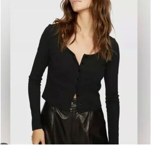 Rebecca Minkoff Womens Black Camilla Cardigan Shirt Sz M NWT